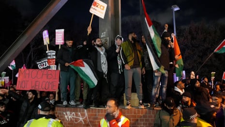 Protests outside Villa Park before match against Maccabi Tel-Aviv – video
