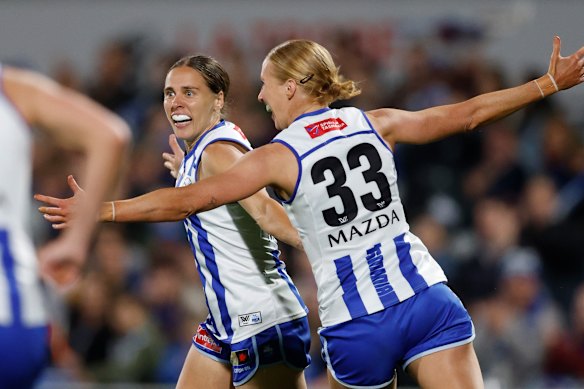 Unstoppable: Jasmine Garner and North Melbourne capped off the perfect season in 2025.