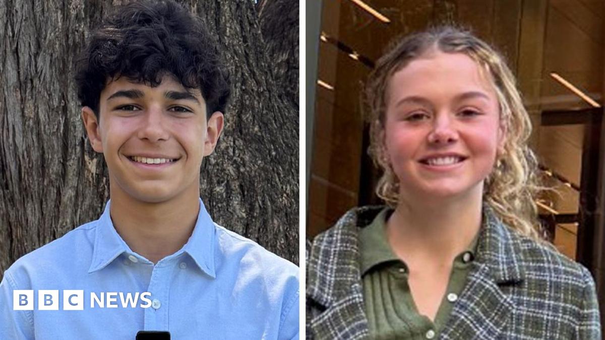 Composite headshot photos of two teenagers, a man and a woman