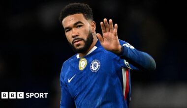 Chelsea captain Reece James waves to the crowd after the home draw with Arsenal