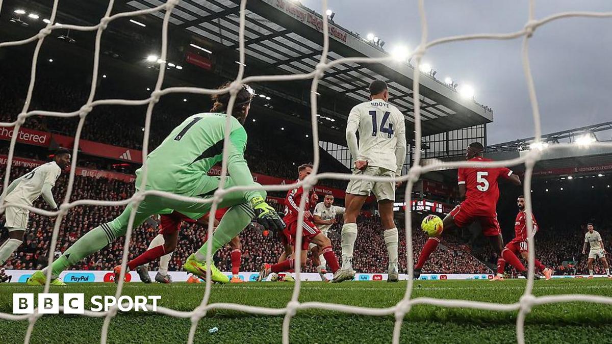 Murillo scores Nottingham Forest's first goal at Liverpool