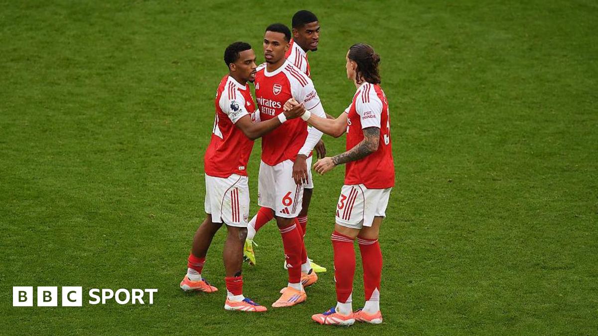Arsenal's Jurrien Timber, Riccardo Calafiori and Gabriel