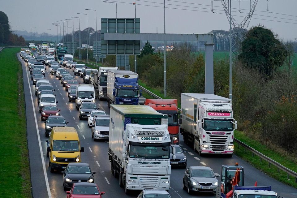 Traffic on the M7 near Naas, Co Kildare. Photo: PA