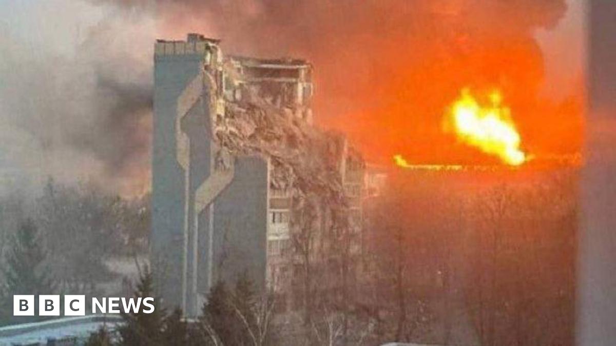 Fire in destroyed high rise building