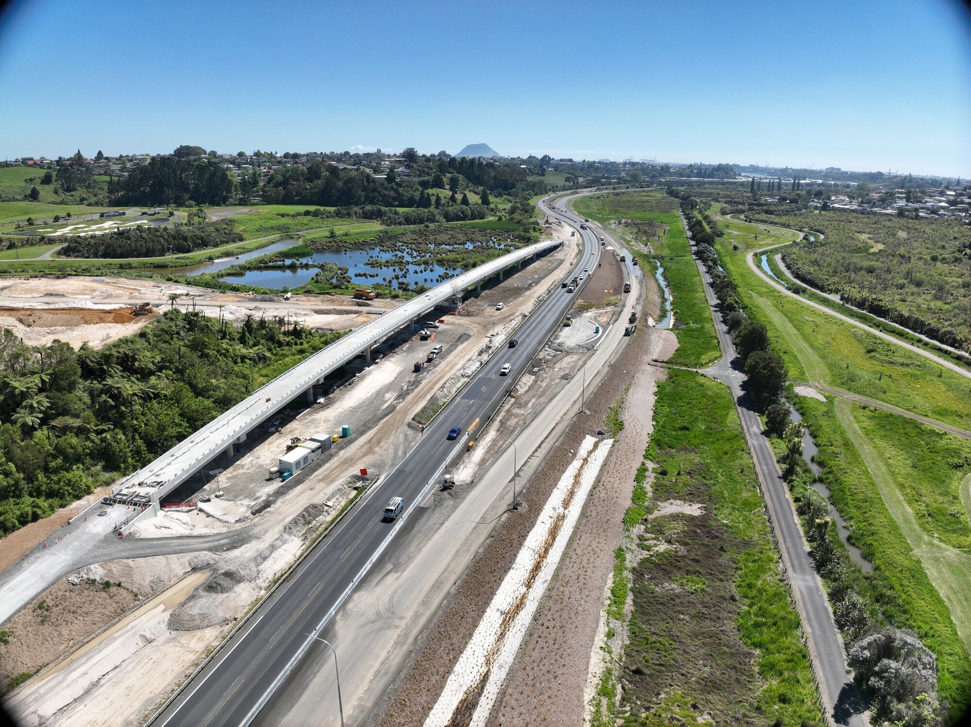 Works on the Takitimu Drive Toll Road, shown here on November 11, are said to be on schedule. Photo / NZTA
