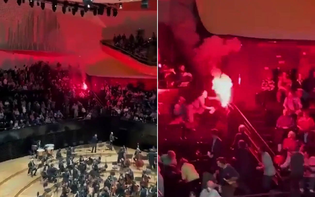 Protesters fire flares, cause chaos at Israel Philharmonic concert in Paris; 4 arrested