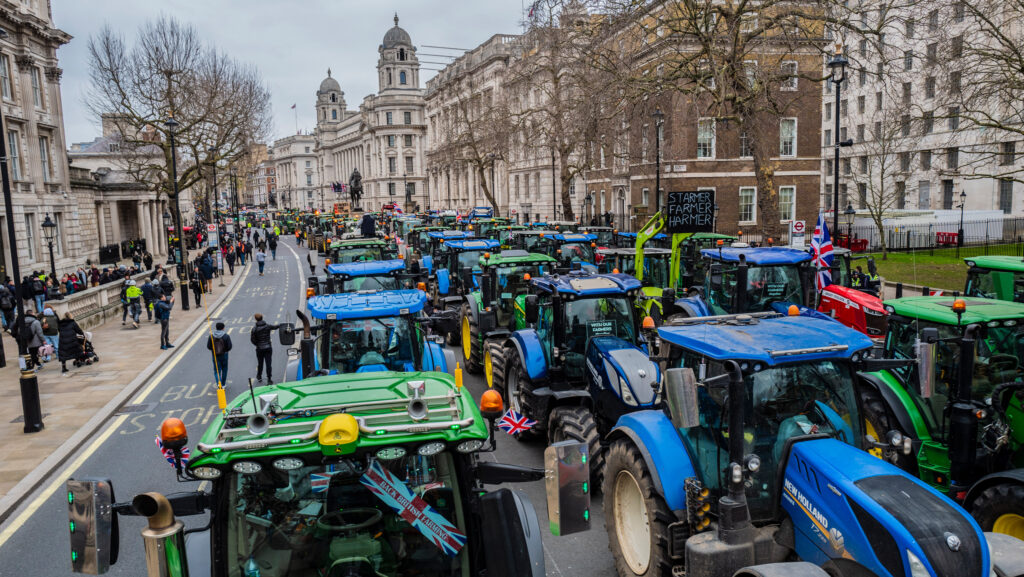 Tractors in farming protest at Westminster
