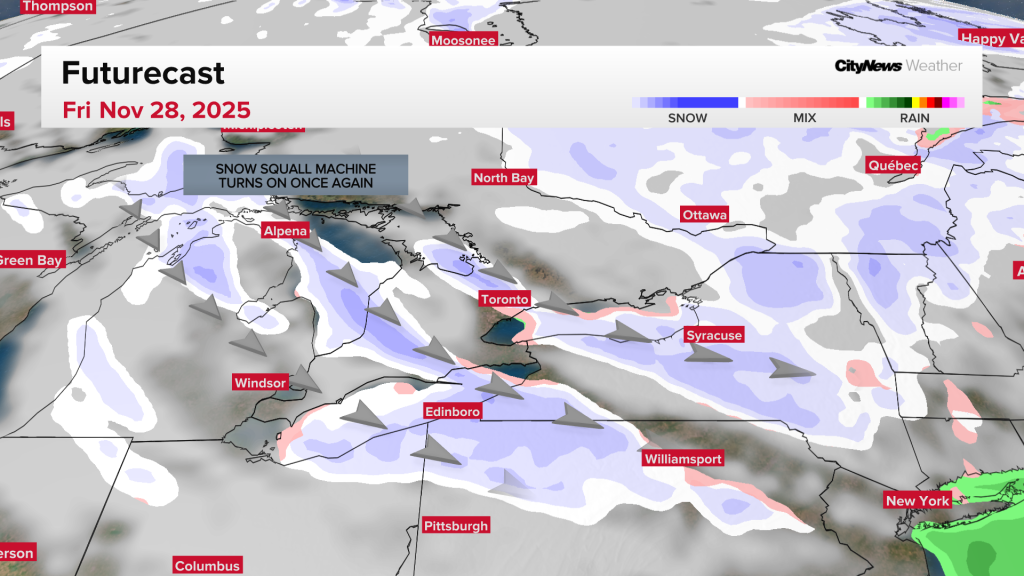 Future weather forecast for GTA and Ontario, Fri. Nov. 28, 2025 Graphic: CITYNEWS