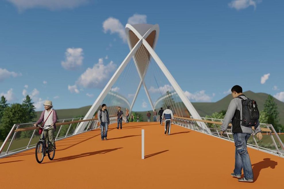 Highway 1 Pedestrian Cyclist Overpass Buranby Lake