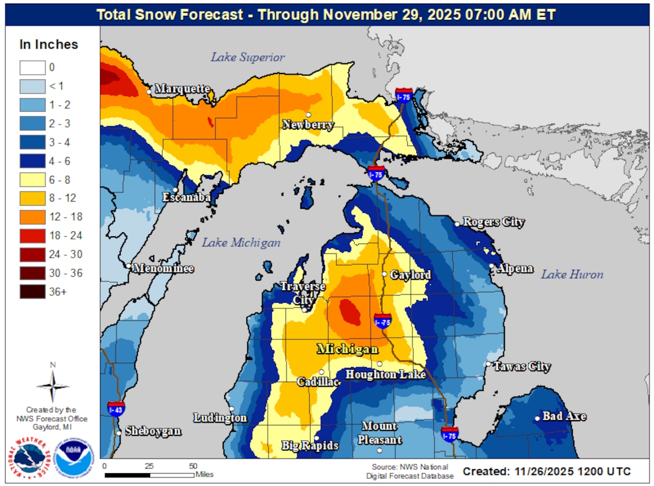 Total snow forecast Michigan