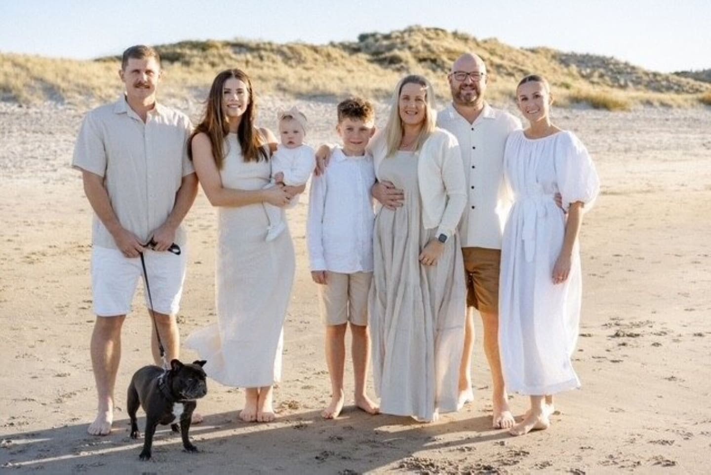 Pāpāmoa mother Kerry Bary, third from right, was diagnosed with Stage 4 bowel cancer last year. She is trying to spend as much quality time as she can with her family: Daughter Jessica's fiancé Liam (left), daughter Jessica, two-year-old granddaughter, son Bronson, husband Russell (Rusty), and daughter Courtney. 