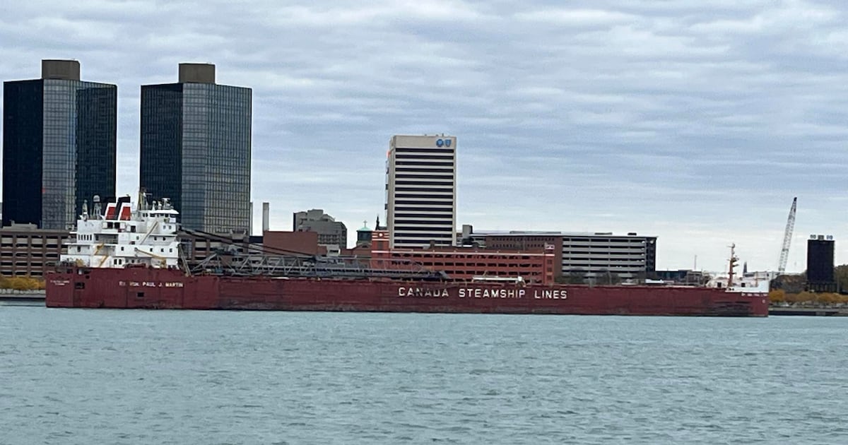 Canadian freighter now free after running aground in Detroit River near downtown Detroit - CTV News