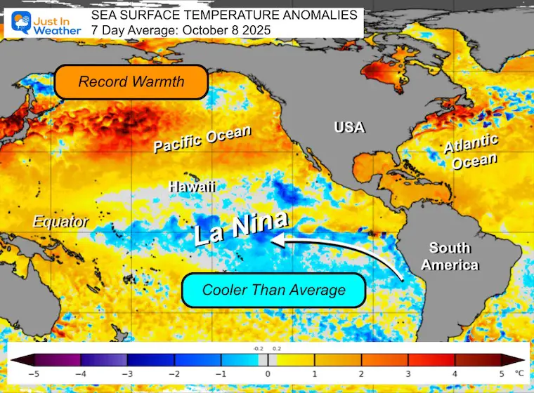 October 9 La Nina Advisory map Pacific Ocean
