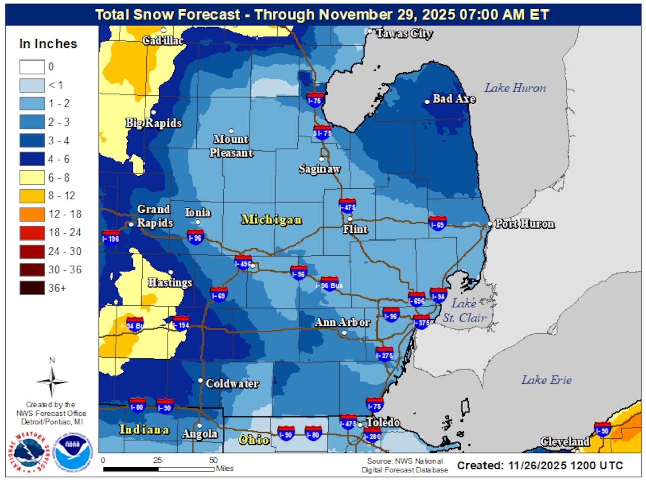 Total snow forecast Michigan