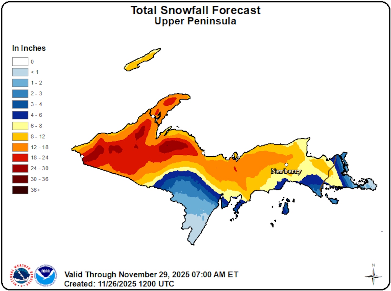 Total snow forecast Michigan