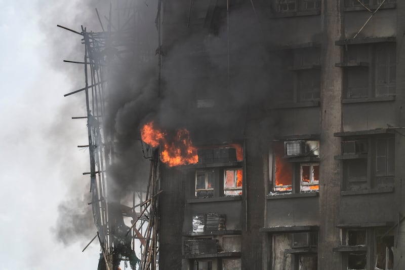 Apartments burn in the Wang Fuk Court complex in Hong Kong's Tai Po district on Thursday. Photograph: Lam Yik Fei/The New York Times
                      