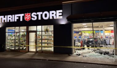 Driver in hospital after car slams into Store in East York