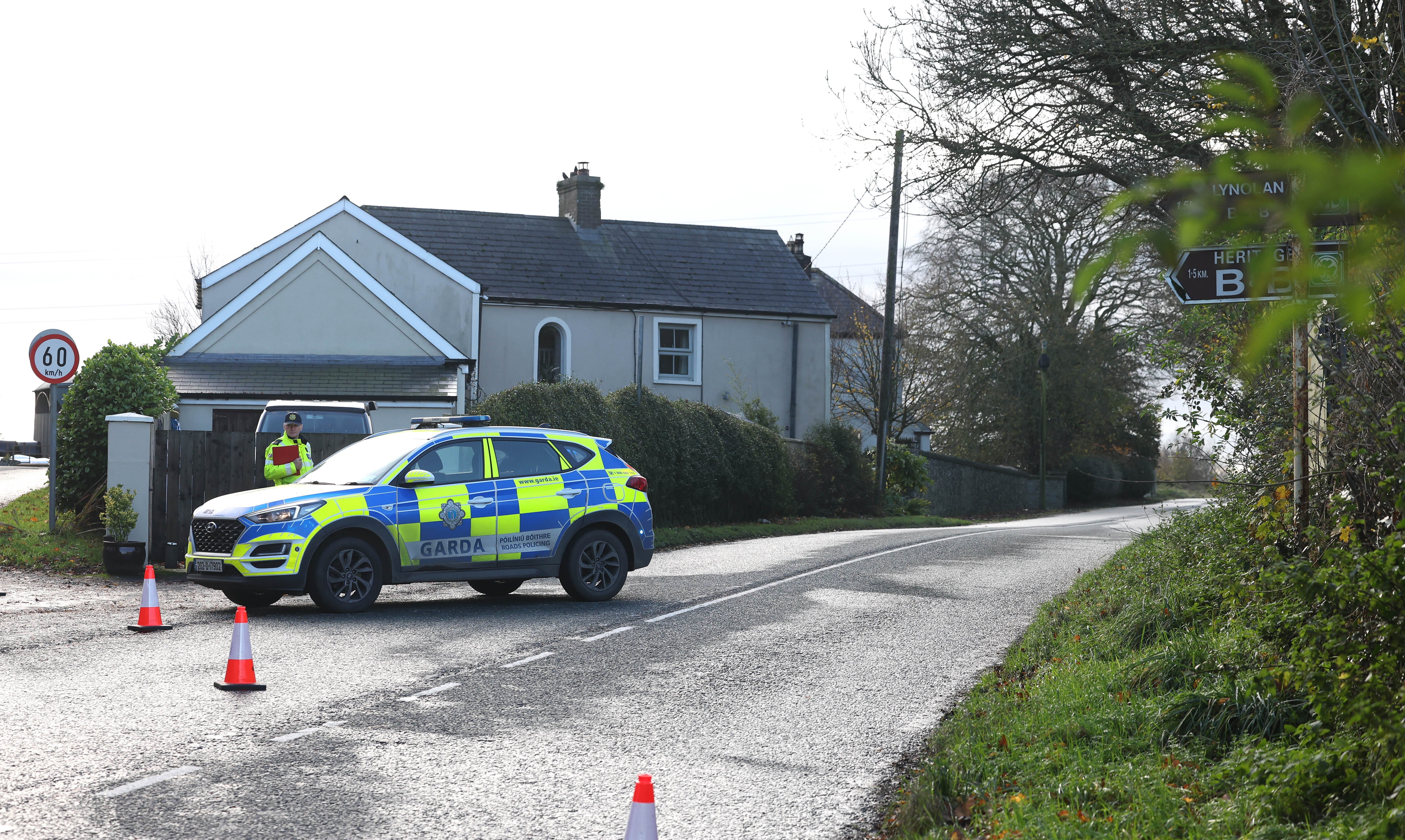 Garda at the scene of the crash
