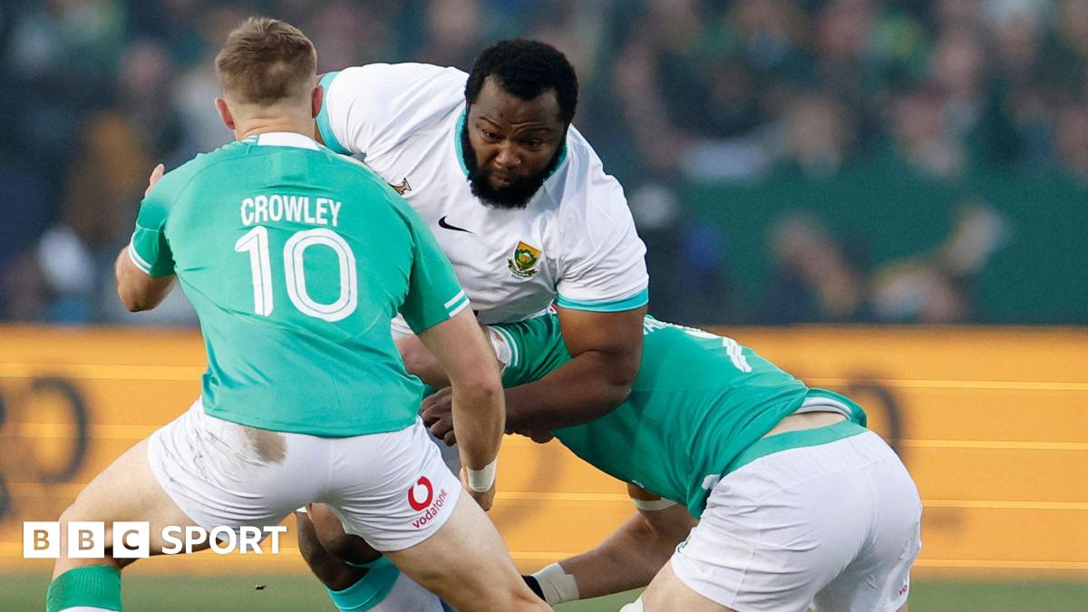 Ox Nche is tackled by Jack Crowley