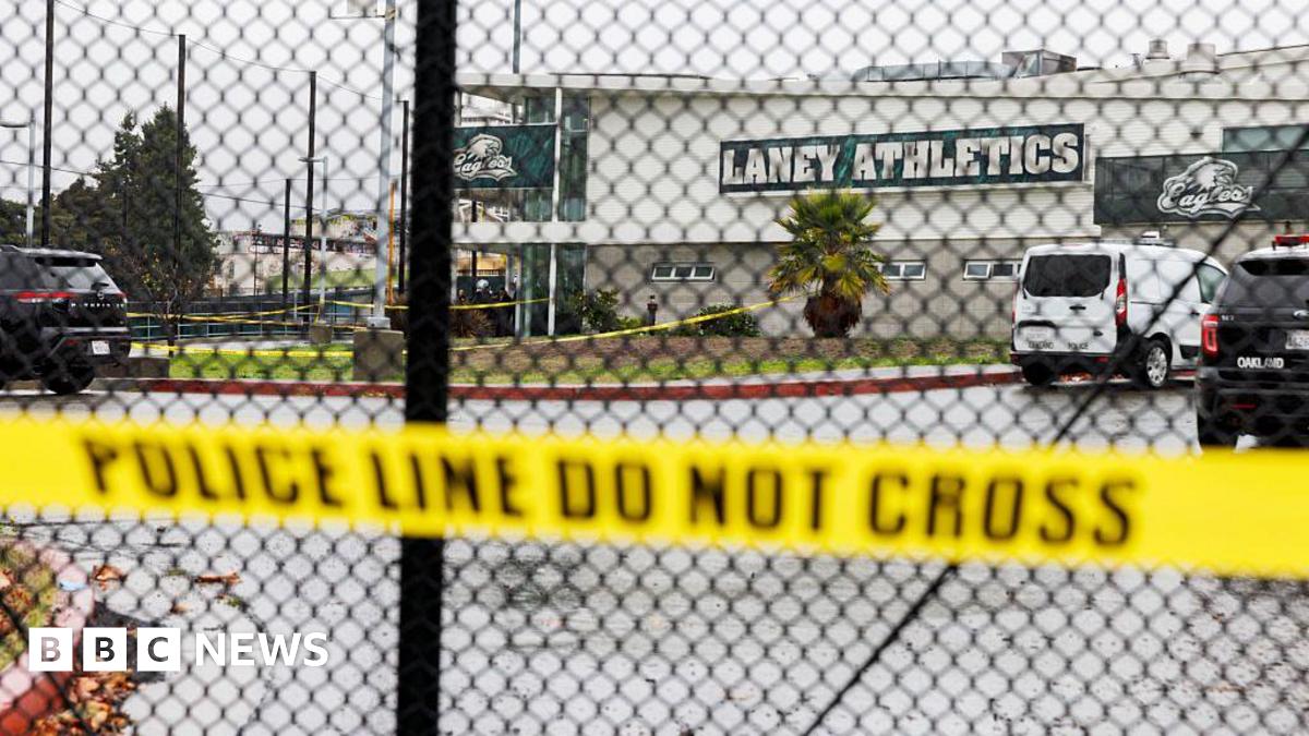 The scene of the shooting, with yellow tape up