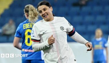 Sam Kerr wheels away in celebration