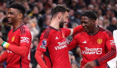 Picture of Amad, Bruno Fernandes and Kobbie Mainoo