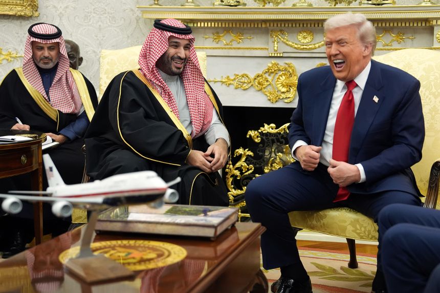 US President Donald Trump meets Saudi Arabia's Crown Prince Mohammed bin Salman in the Oval Office of the White House on Tuesday.