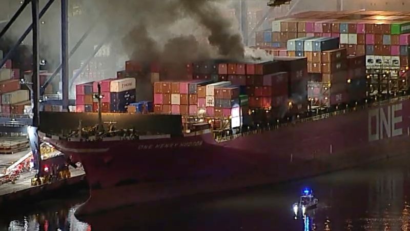 Fire erupts on cargo ship at the Port of Los Angeles, triggering major emergency