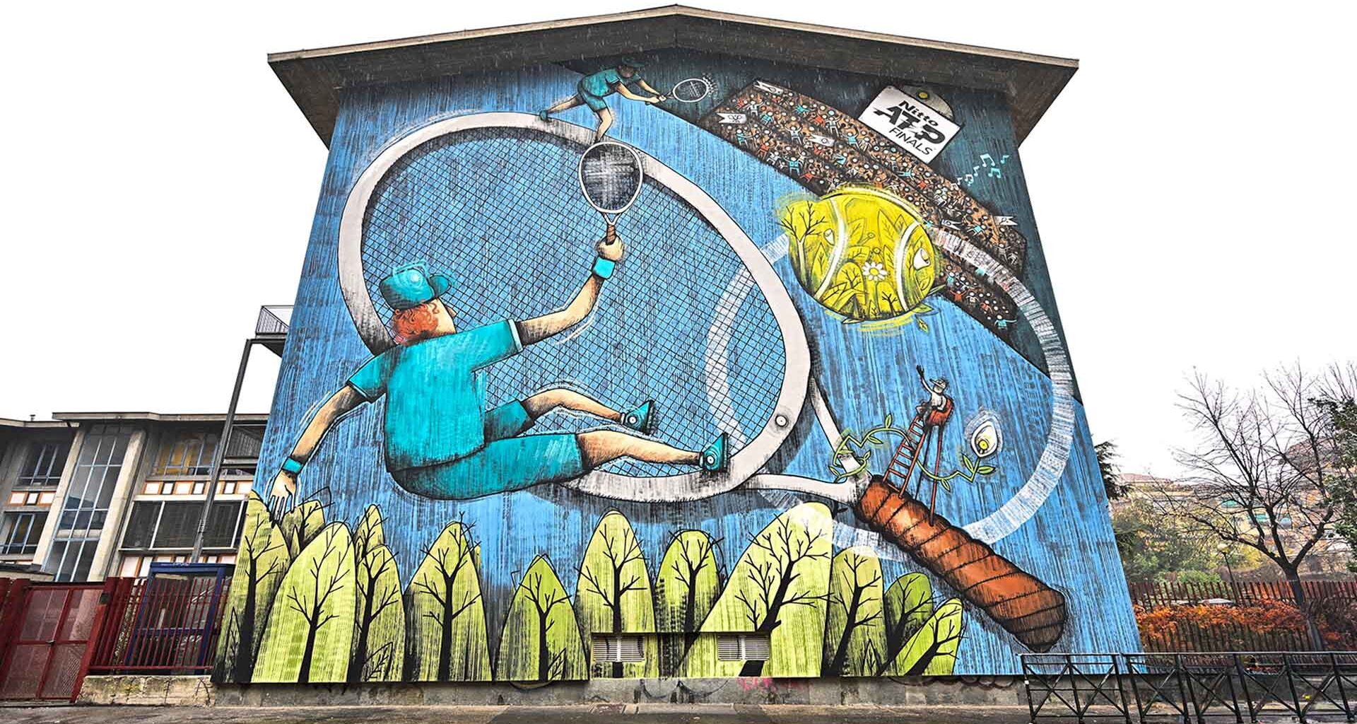 The Art Wall is a key part of the Nitto ATP Finals Torino Green Project.