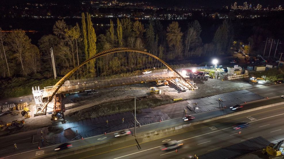 burnaby lake deer lake highway 1 overpass bridge construction november 9 2025 