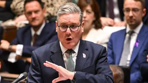 House of Commons Sir Keir Starmer makes a point at prime minister's questions