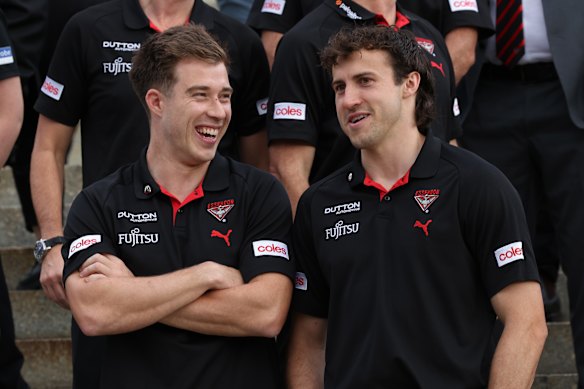 Zach Merrett and McGrath share a laugh back in April.
