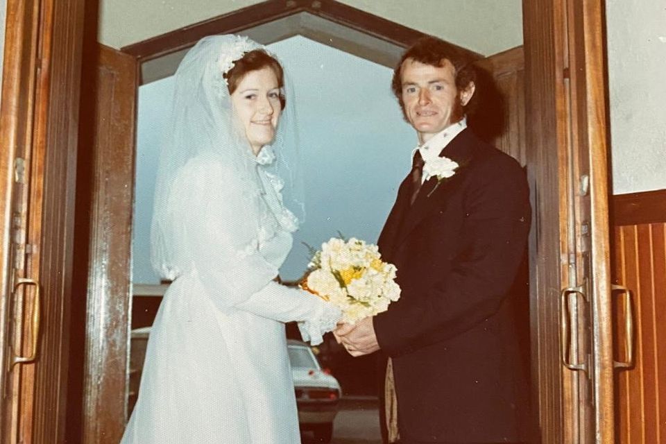 Paddy and Maidie O'Leary from Sneem on their wedding day in St Finian's Church in Waterville on October 25, 1975. 