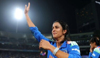 An emotional Jemimah Rodrigues of India celebrates scoring an unbeaten century to help her side reach the Women's Cricket World Cup final 2025