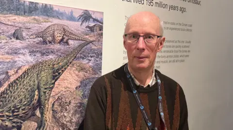 BBC A man with white hair and glasses. He is wearing a brown jumper and shirt.