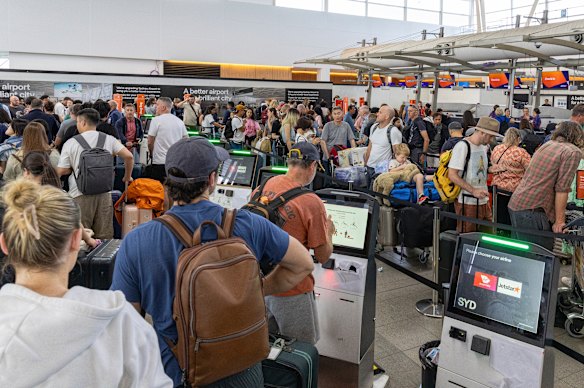 Long check-in lines at Sydney’s domestic airport.