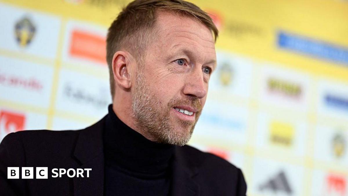 Sweden manager Graham Potter at a news conference