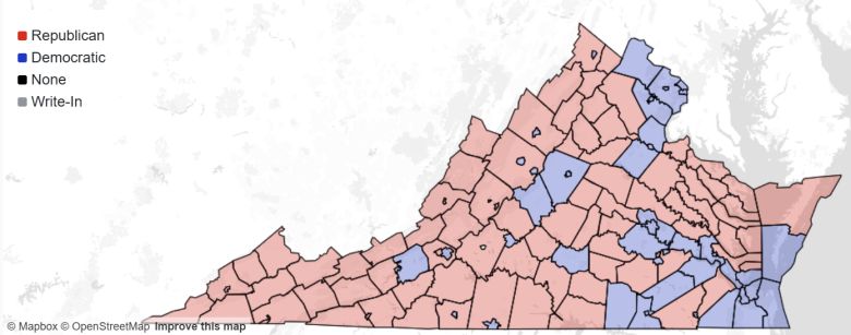 How Virginia voted. Courtesy of Department of Elections.