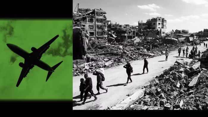 generic plane, Gazans in Gaza City last month