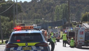 One person trapped after truck crash causes bridge collapse in Lithgow