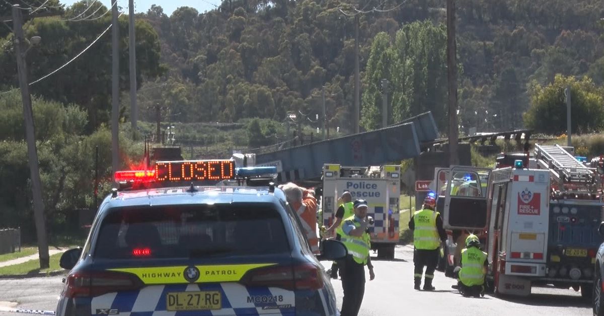 One person trapped after truck crash causes bridge collapse in Lithgow