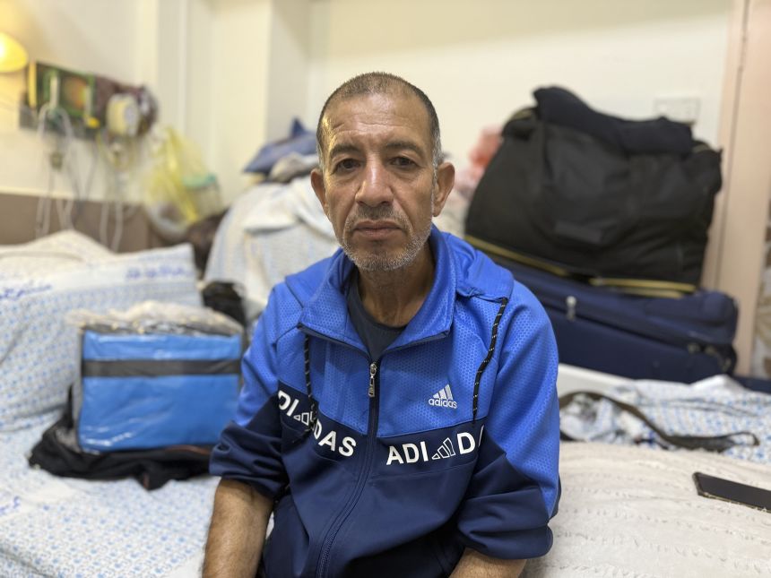 Nael Ezzeddine, who is from Jabalya in northern Gaza, is receiving treatment for a heart condition in Al Makassed hospital. “This is inhumane… they want to force us to leave,