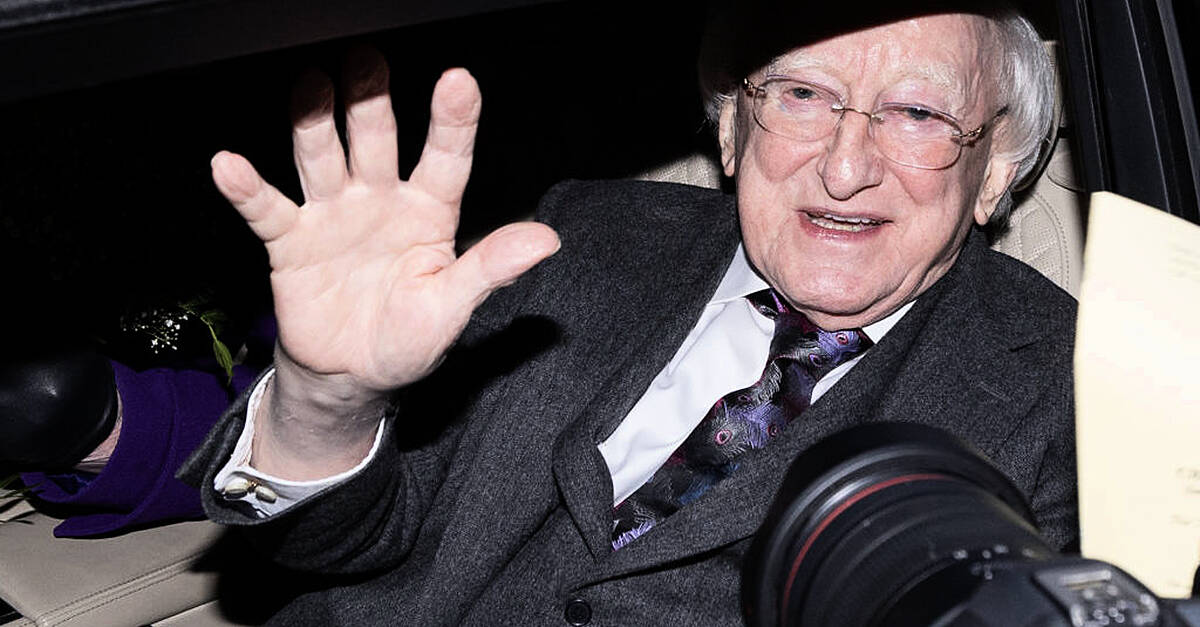 Michael D Higgins and Sabina given roses and cheered as term ends