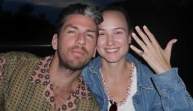 Cameron Norrie and Louise Jacobi celebrate their engagement.