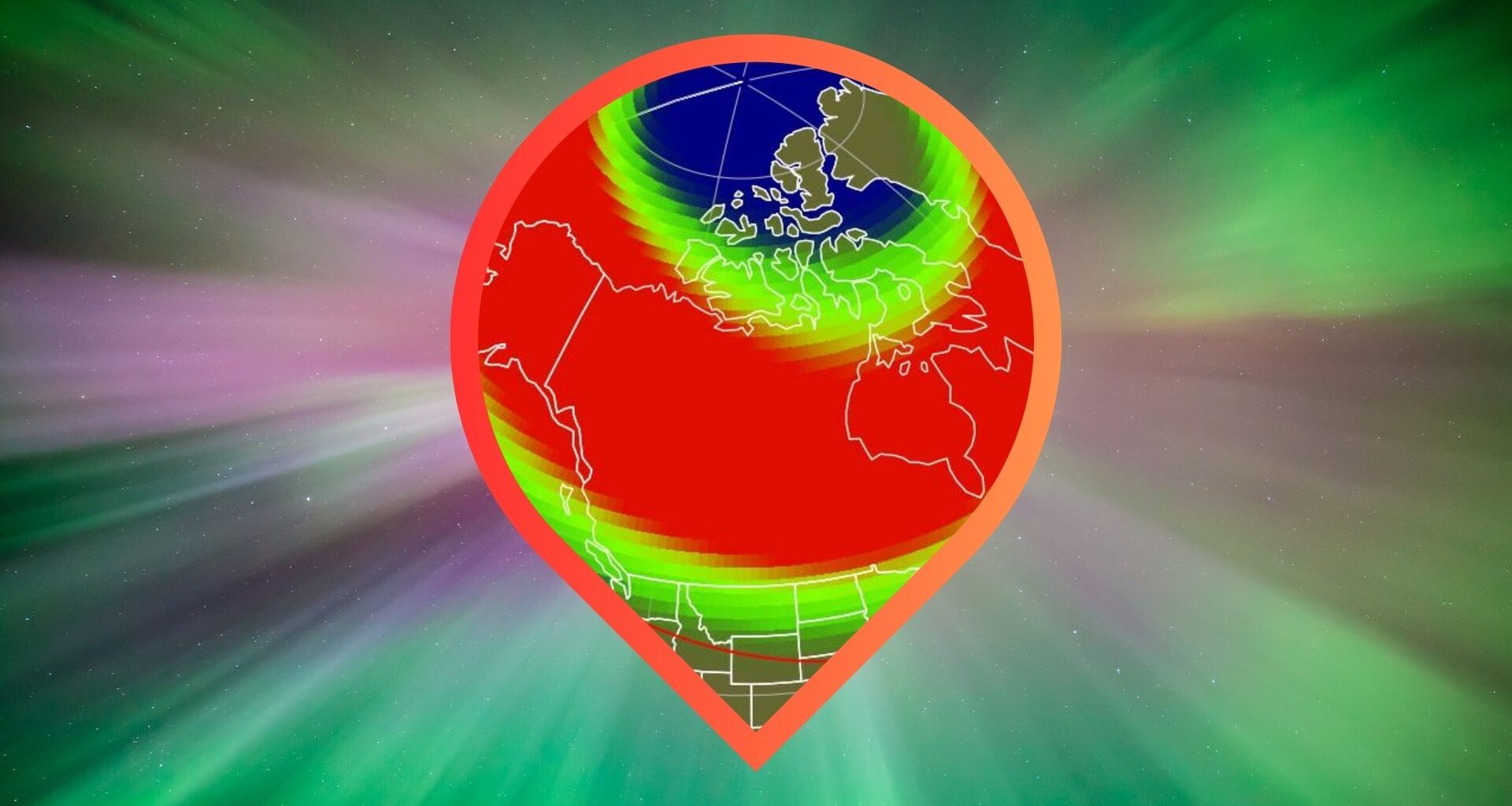 map showing where the northern lights might be visible over the US tonight
