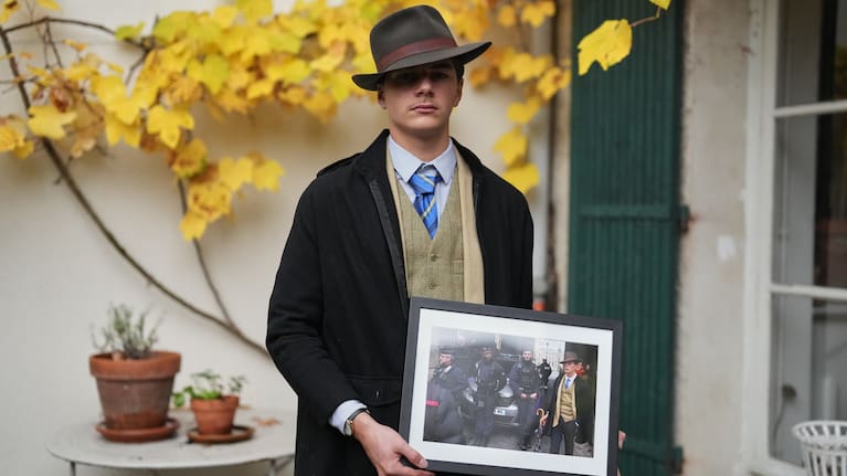 Pedro Elias Garzon Delvaux poses after an interview with Associated Press south of Paris.