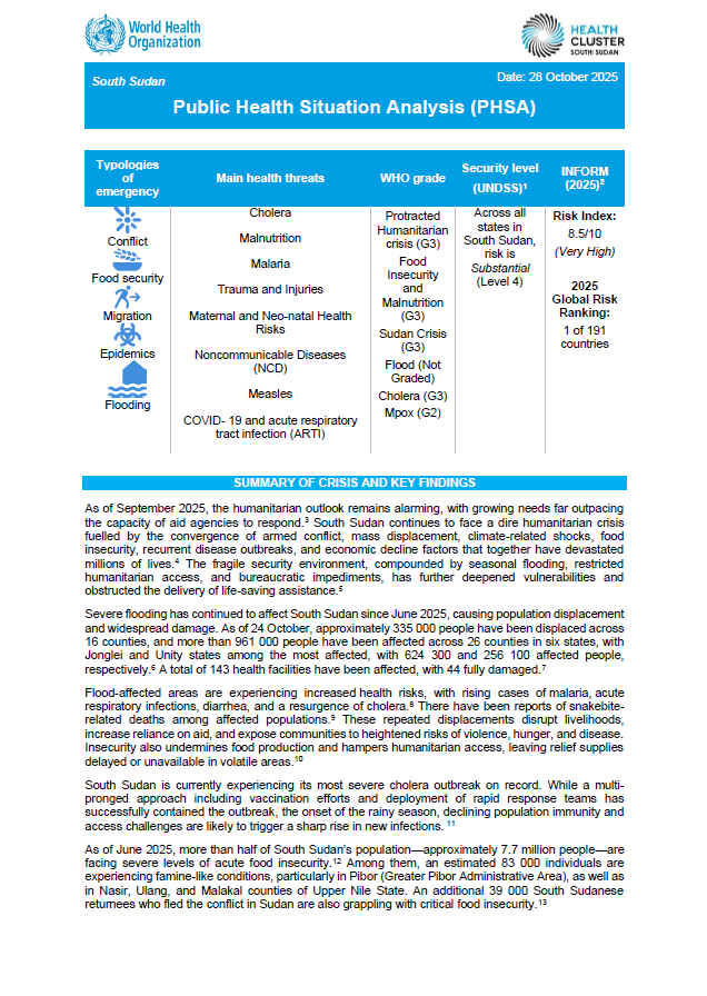 Public Health Situation Analysis - South Sudan