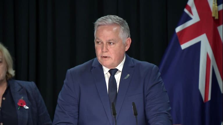 Police Minister Mark Mitchell speaks at a press conference following the release of an IPCA report into the police handling of complaints laid against Jevon McSkimming.