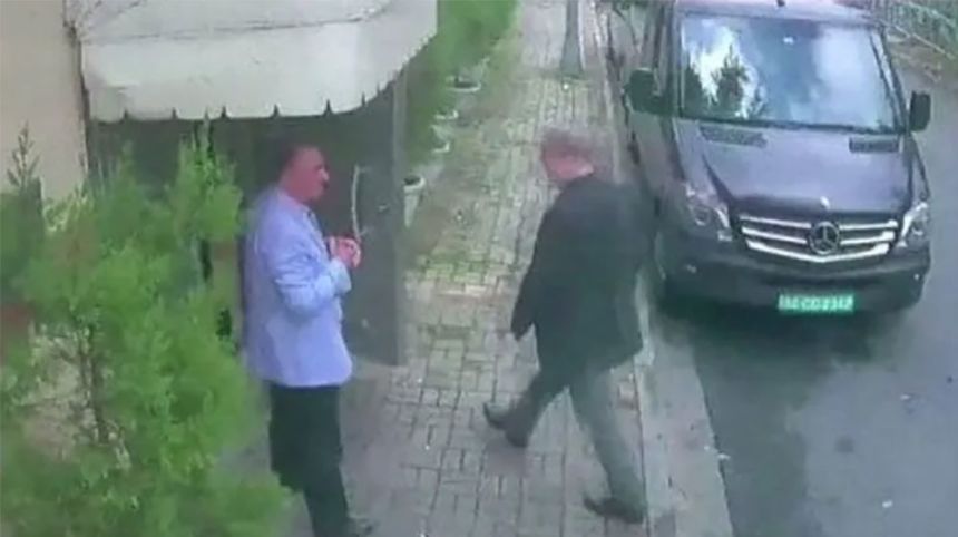 This CCTV image shows Jamal Khashoggi entering the Saudi consulate in Turkey on October 2, 2018.