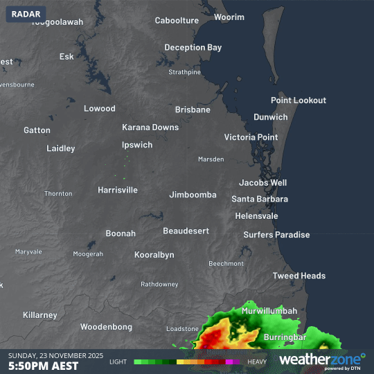 A supercell passing over parts of southeast Qld on Sunday evening. Source: Weatherzone.